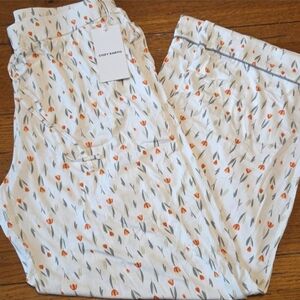 Cozy Earth Women's Floral Pajama Pants - White and Orange